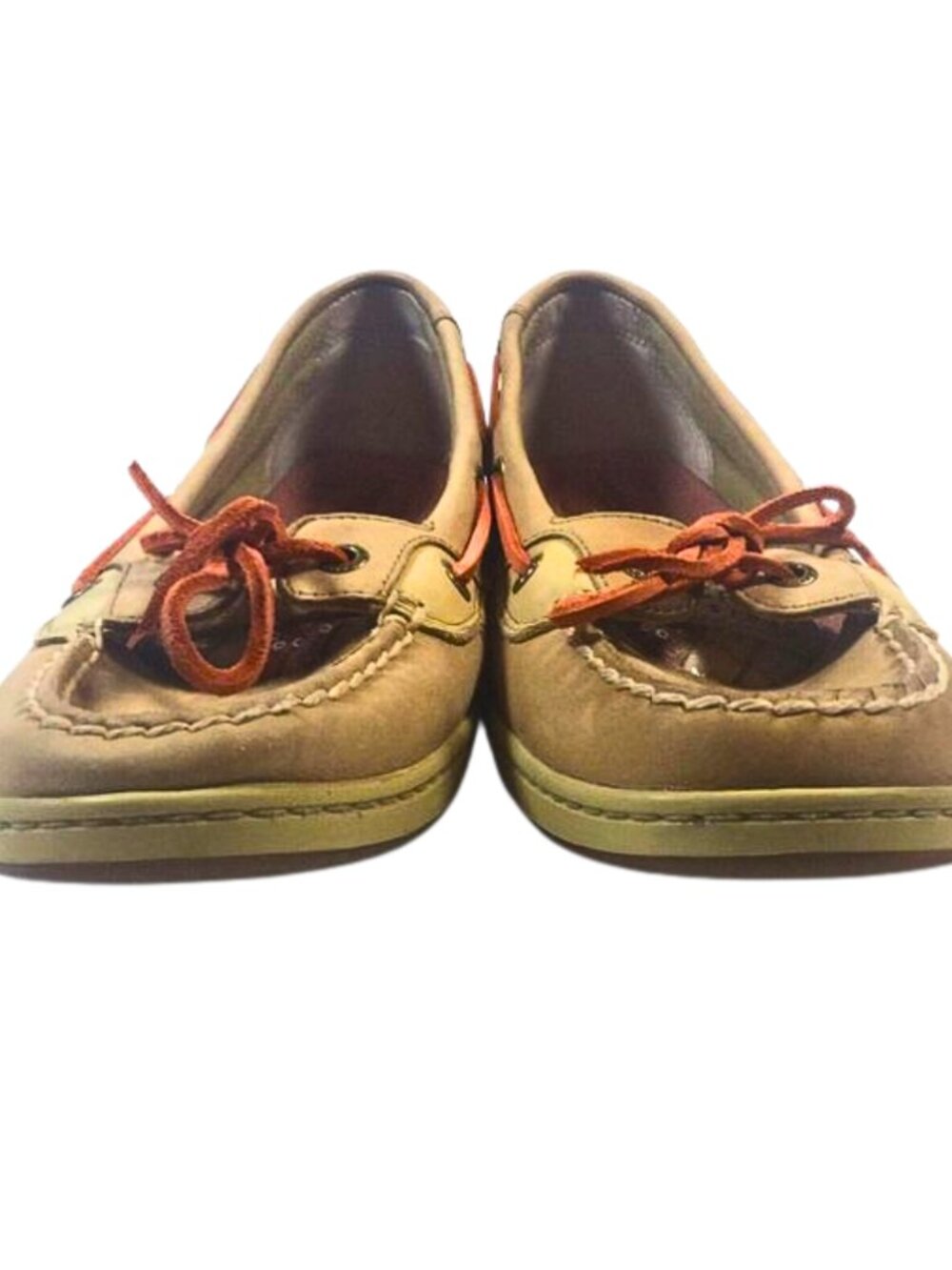 Sperry Top-Sider Tan Boat Shoes Lace Up Moccasin Deck Loafers Pre-Owned Size 9m